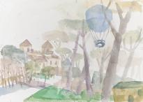Rom, HeiÃluftballon Ã¼ber der Villa Borghese
