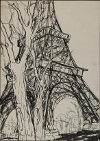 Paris, Eiffelturm, kahle Bäume