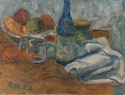 Stillleben mit Dosen und Flasche